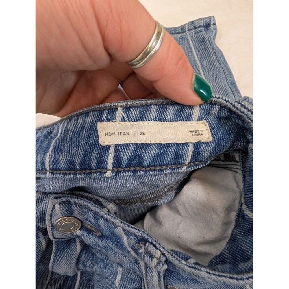 Pacsun Women's Medium-Wash White Striped 90s Y2K Mom Denim Jeans Size 28 S7 - Picture 6 of 10
